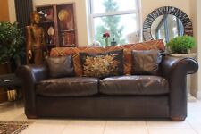 Quality Duresta brown leather and kilim type fabric sofa new costs £6200