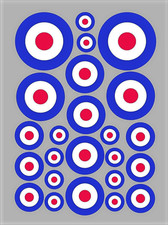 Model, Radio Control Plane, R/C aircraft, RAF Roundels. A5 pack (24) Waterproof.