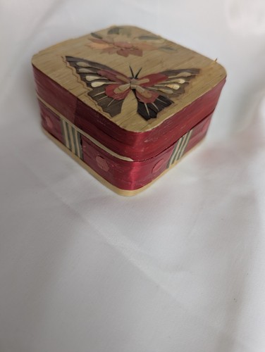 Vintage straw marquetry wooden - straw,