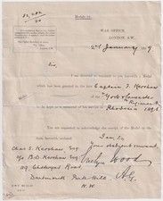 Signature  Evelyn Wood Field Marshal Victoria Cross Winner York & Lancaster 1899