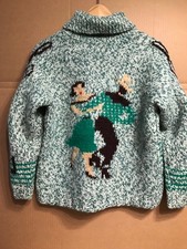 Mary Maxim knit vintage 50's rockabilly dancing couple cardigan S/M