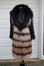 Stunning Long Woven Knitted FOX Fur Coat Long Jacket Fits Women's Size S/M