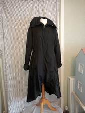 Designer Patrice Breal Black Applique Ruffle Coat Size T4 UK 16 Steampunk Goth