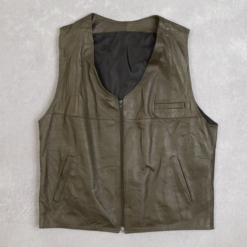 Vintage leather vest full zip - leather,