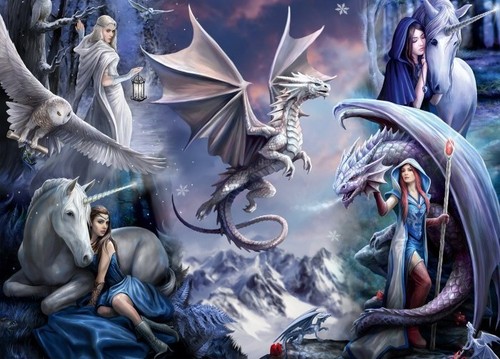 Bluebird puzzles silver - silver, dragon