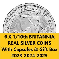 6 X 1/10 th -SIX-BOXED #SILVER
