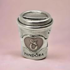 Pandora Moments Sterling Silver & Pink Enamel Take A Break Coffee Cup Bead Charm