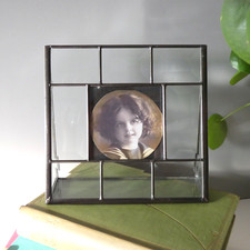 Vintage Style Photo Frame Freestanding Clear Bevelled Glass Panels Window Effect
