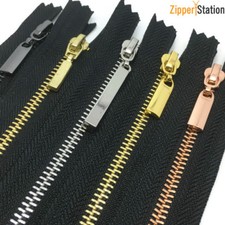 Black Closed End Zips - #3 Brass, Silver, Gold, Gun Metal N3 zippers (#3CE)