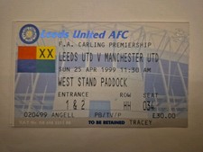 LEEDS UNITED V MANCHESTER UNITED 1998-99 ( TREBLE SEASON) TICKET