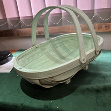 Vintage Green Painted Trug Basket 35 .5 X 23 X 10/23 Cm