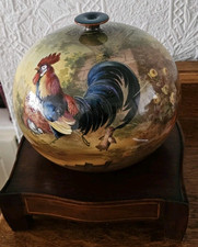 ANTIQUE ROYAL BONN HANDPAINTED SIGNED  VASE. .COCKERELS ...FRANZ  MEHLEM  1890.