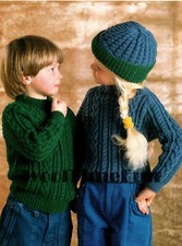 Knitting Pattern. Aran Sweaters & Hat. Child's/Toddlers 20-28 Inch Chest.