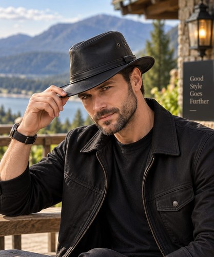 Men black genuine leather - black,