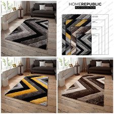 Shaggy Rugs Chevron Non Shed 3D Waves Area Rugs Luxury Living Rug Thick Pile Rug