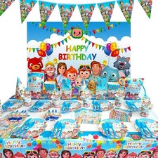 Cocomelon Tableware Party Decor Birthday Cartoon Supplies Kids Background Banner