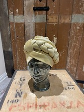 Sparkly Gold Hat Turban Style Head Wrap Tie Knot Pleated Fancy Dress Prop