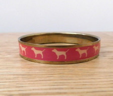 Victorias Secret PINK dog bangle enamel collectible hard to find gold tone