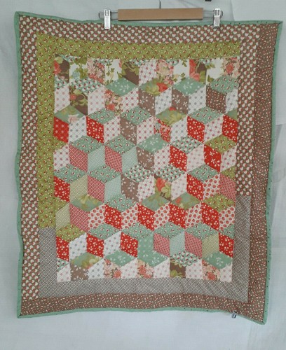 Tumbling blocks lap quilt - tumbling,