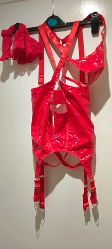 Red pvc open bust - pvc,