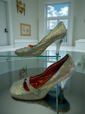 Gold & Turquoise Swans Perspex High Heel Shoes 40 irregular choice
