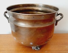 Footed Brass Flower Pot with