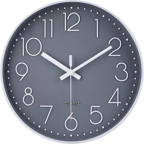 Inch grey wall clock silent - 10,