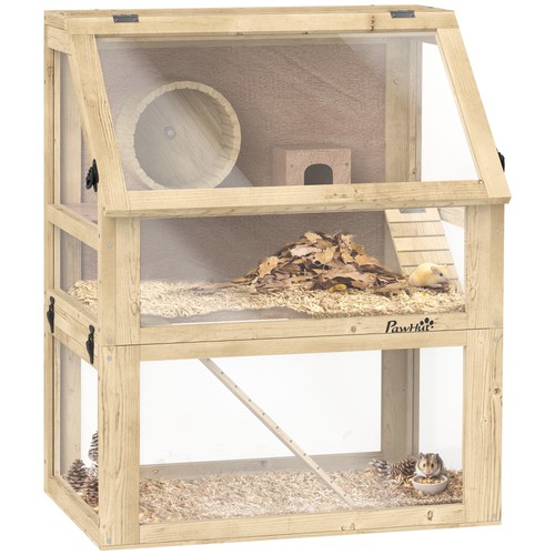 Pawhut wooden hamster cage - pawhut, w/
