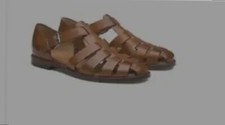 Roman Closed Toe Hollow Out Buckle Slip On Casual Brown Faux Leather Sandals