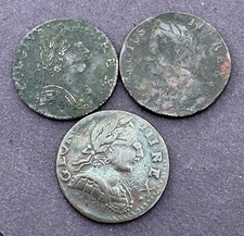 1740 George II & 1775 George III Halfpenny Coin + Evasion Thames River Finds