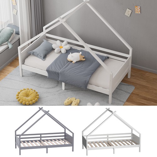 White grey low bedstead - white/grey,
