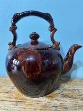KJS3168 Early 19 Century Antique Rockingham Treacle Glazed Pottery  Tea Pot