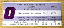 Oasis Unsed ticket Sydney RAS Showground Australia 23rd Nov. 1996 cancelled gig.
