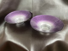 Rare Portmeirion Dusk Till Dawn Tea Light Holders Purple Silver Set of 2 VGC