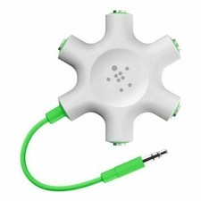 BELKIN ROCKSTAR + AUX/PHONO CABLE, 5 WAY SPLITTER, Works with all 3.5mm ports.