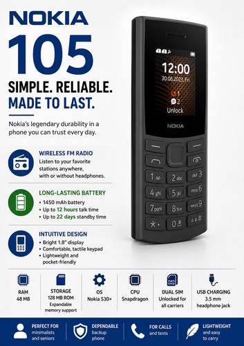 New nokia 105 - nokia, brand