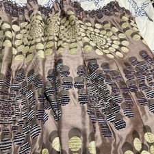 FABULOUS HEAVY QUALITY VINTAGE JACQUARD DAMASK lilac /Blue/beige spots curtains