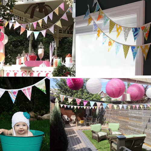 Vintage floral fabric - floral, bunting
