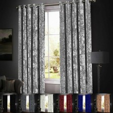 Thick Blackout Crushed Velvet Curtains Ring Top Fully Lined Ready Made Curtains