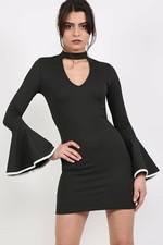 Dress Flared Sleeve Contrast