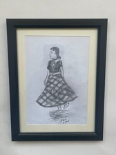 Northern Soul; Soul Girl Pencil Sketch, Wigan Casino, Framed Original Sketch