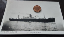 SS Manchester City,  Manchester Liners Ltd  Cargo  Ship,  Real Photo Postcard