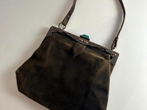 1920s antique brown - brown, suede