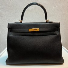 AUTHENTIC HERMÈS Handbag 2016 Kelly 35 Black Togo Leather & Gold Hardware
