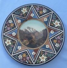 Antique Swiss Thoune Thun Majolica Hand Painted Wall Plate - Stunning !