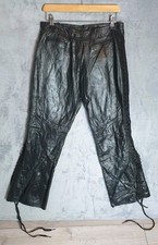 Danier Leather Lace-Up Trousers UK 12 W30 L29 High Rise Black Gothic Rock Moto
