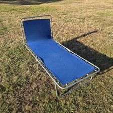 Vintage 1970’S Sun Bed Lounger Retro Blue Garden Camping Summer