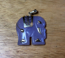 Pink Jade Elephant Gold Pendant NO RESERVE