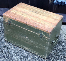 Lovely vintage Solid Pine Chest - Old antique storage trunk tool box side table