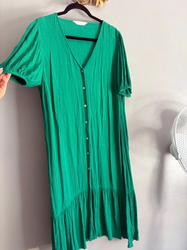 Woolovers green crinkle midi - woolovers,